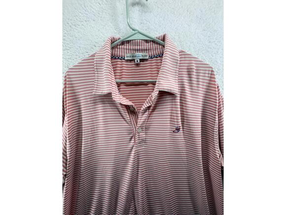 Bald Head Blues Other - Bald Head Blues Mens Polo Mens Medium Pink Striped Made In Peru Stretch